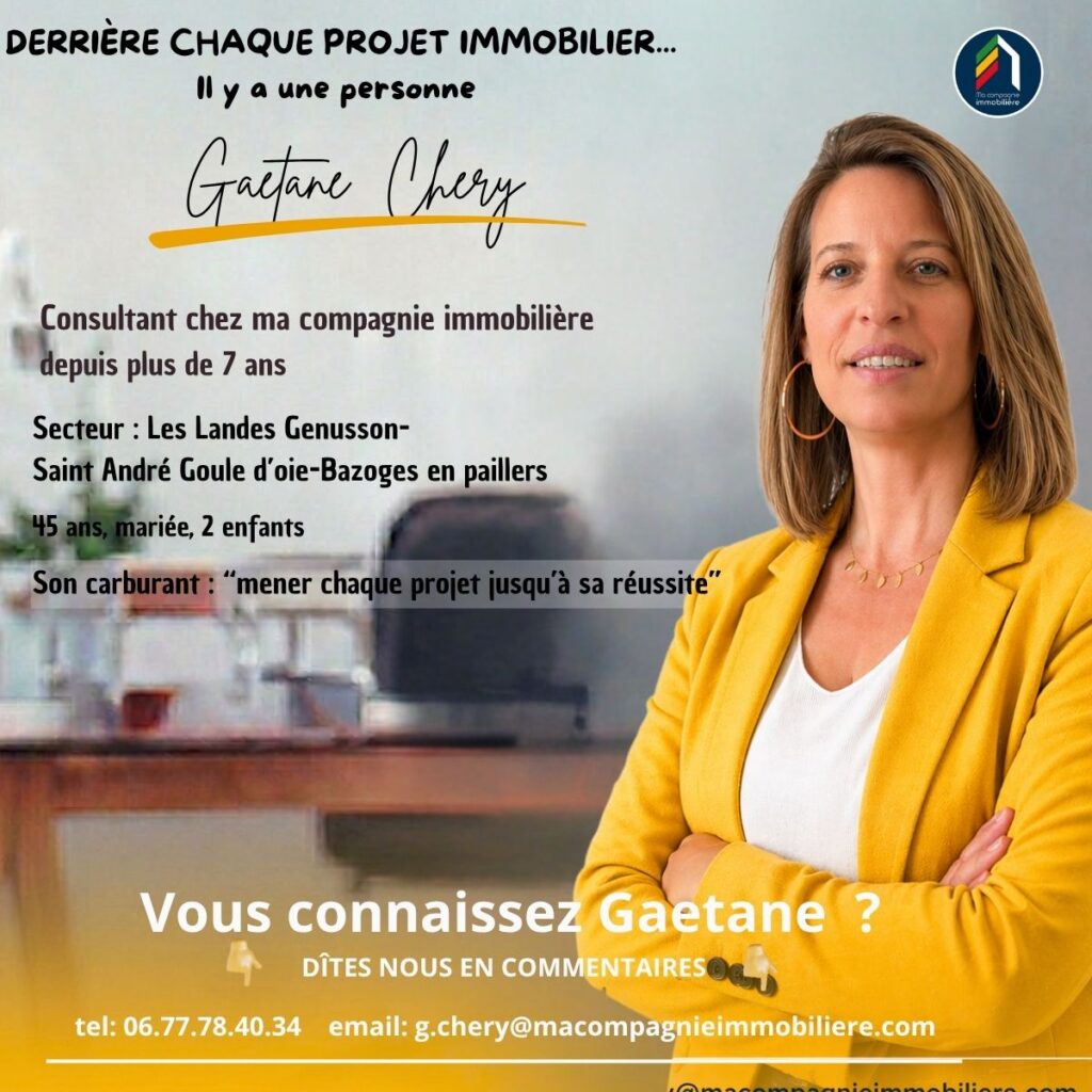 Gaëtane Chery immobilier Les Landes-Genusson, consultante chez Ma Compagnie Immobilière.